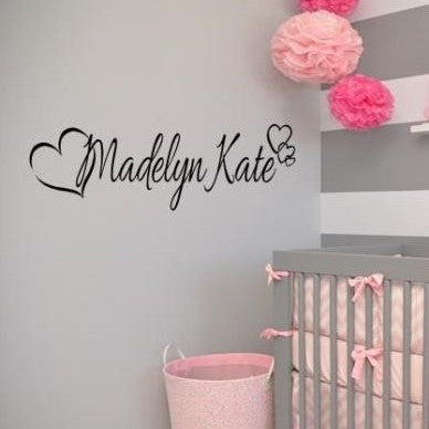 Personalized "Name with Hearts" Vinyl Wall Art Decal